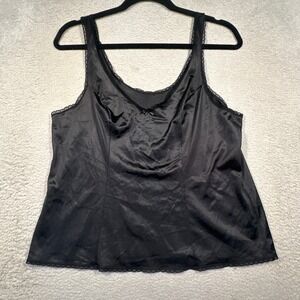 Vassarette Camisole Cami Womens M Black Lace Trim Satin Tank Top Vintage USA 90s